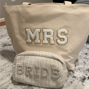 Wedding Bride Tote and Pouch Set